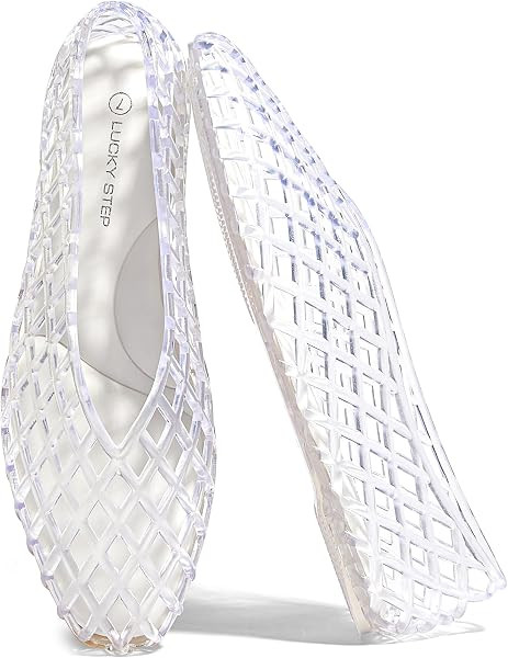 LUCKY STEP Women's Jelly Ballet Flats Mesh Casual | Amazon (US)