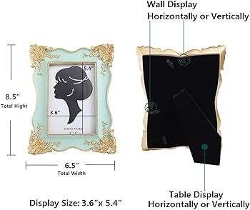 SIKOO Vintage Picture Frame 4x6 Antique Ornate Picture Frame Green Unique Photo Frame, Tabletop a... | Amazon (US)