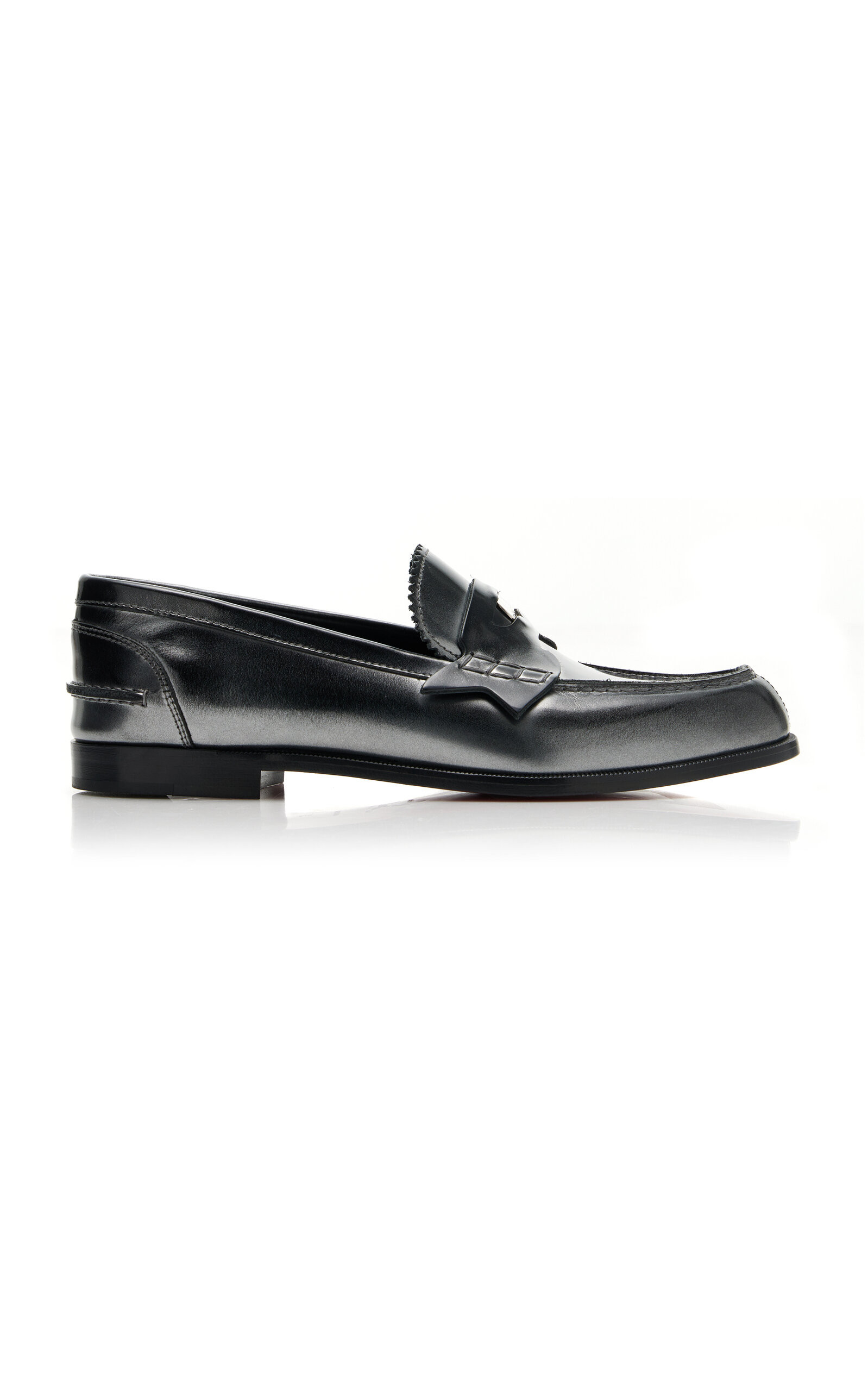 Christian Louboutin - Women's Donna Burnished Leather Penny Loafers - Silver - IT 37.5 - Moda Operandi | Moda Operandi (Global)