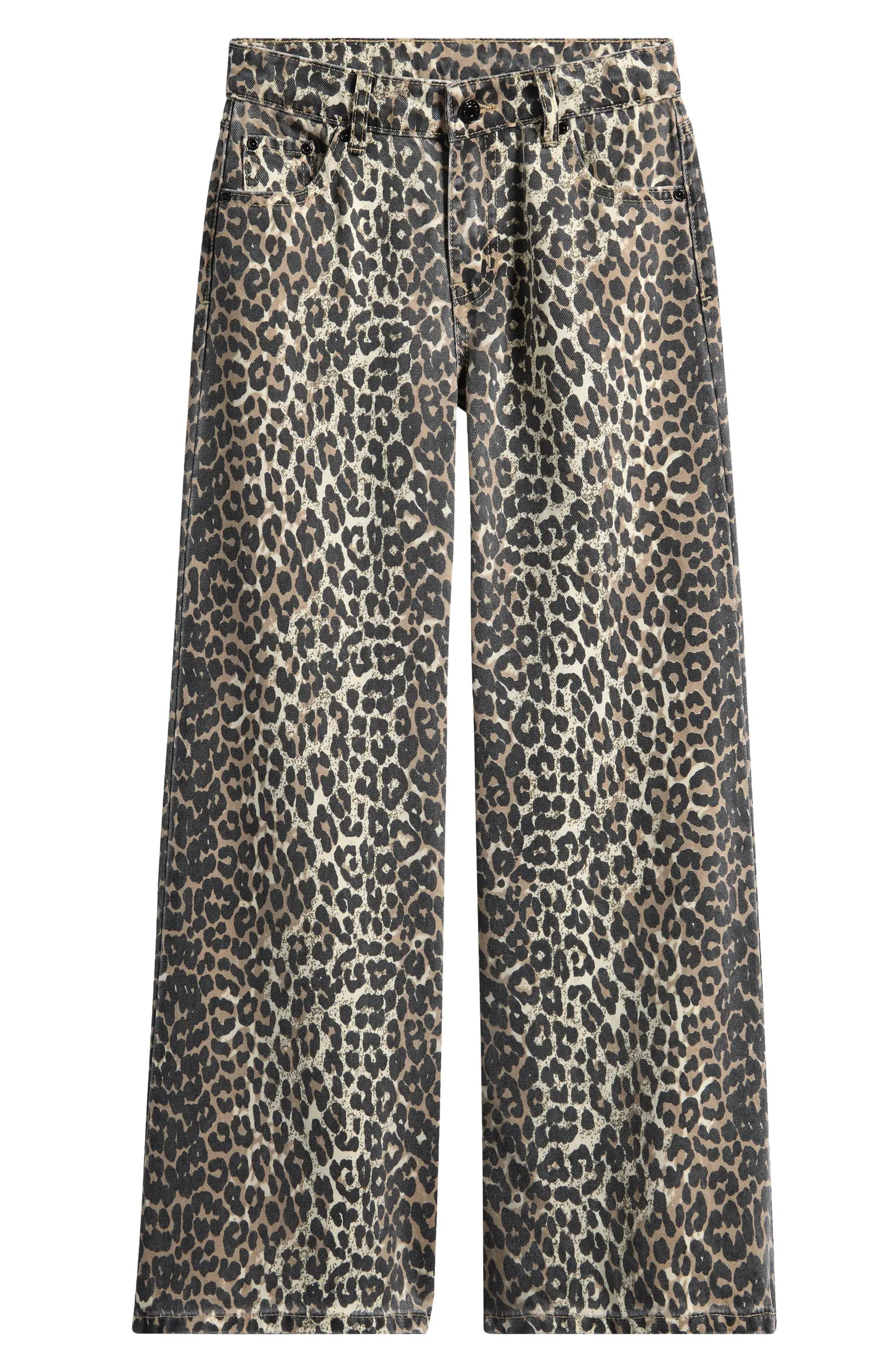 Tractr Kids' Leopard Print Wide Leg Jeans | Nordstrom | Nordstrom