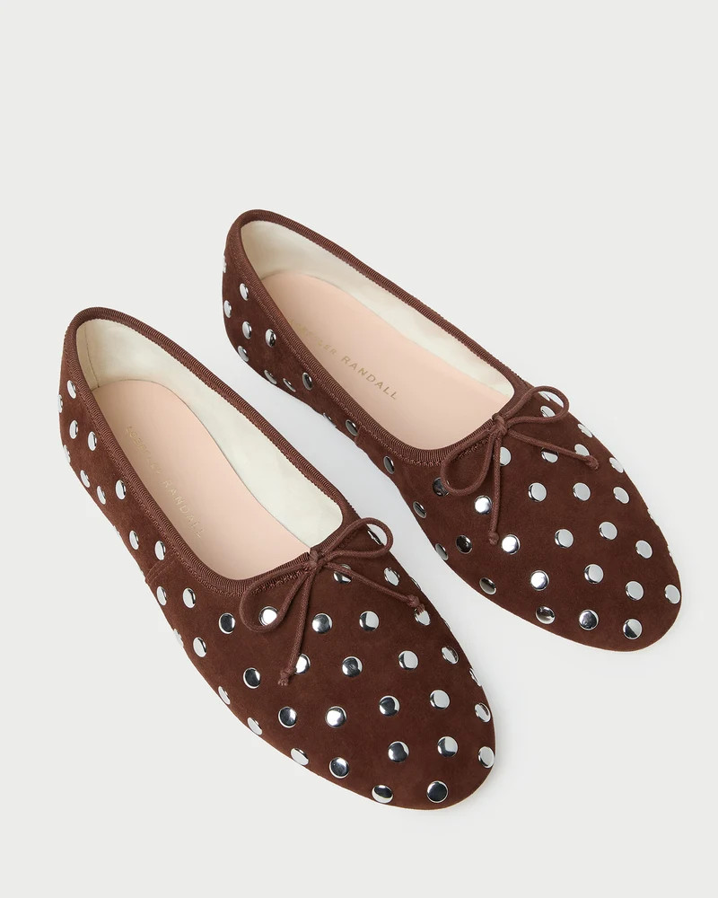 Landon Espresso/Silver Suede Ballet Flat | Loeffler Randall