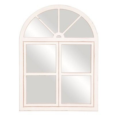 39"x29" Rustic Farmhouse Arch Windowpane Wall Mirror White - Patton Wall Decor | Target