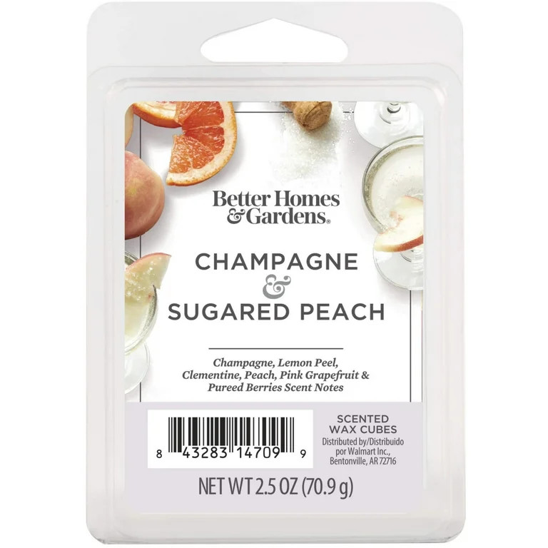 Champagne & Sugared Peach Scented Wax Melts, Better Homes & Gardens, 2.5 oz (1-Pack) | Walmart (US)