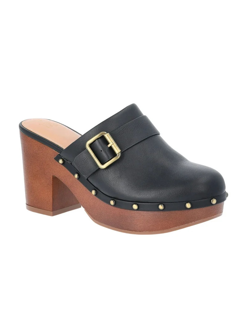 Time and Tru Women's Faux Leather Heeled Clogs | Walmart (US)