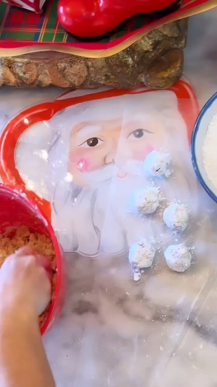 I sure do like those Christmas cookies… 5 ingredient “Snowballs Cookies” to be exact.  This is a simple recipe that even your children can help make.  We have served Santa snowballs for years in the Puckett house

Ingredients: 
1 block of softened cream cheese 
3 cups of powdered sugar (save 1 cup for later) 
1 cup of slivered almonds (less or none if desired) 
1 container of danish sugar cookies crumbled (36 cookies) 
Mix well and refrigerate (minimum of two hours) 
Roll into the shape of a ball 
Roll in the powdered sugar and lay on wax paper 
Fill your cookie container back up and sprinkle with remaining powdered sugar 
❄️ Keep refrigerated.  Let me know what you think and tag me if you try them. ~XXAP

#LTKSeasonal #LTKHoliday #LTKfoodie