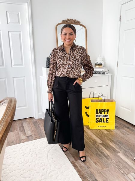 Leopard print top size xs - TTS, rolled up the sleeve once for a better length
Black pants size 2 petite - runs big, I’m usually a size 2 petite in pants
Heel size 5 TTS


#LTKstyletip #LTKxNSale #LTKworkwear