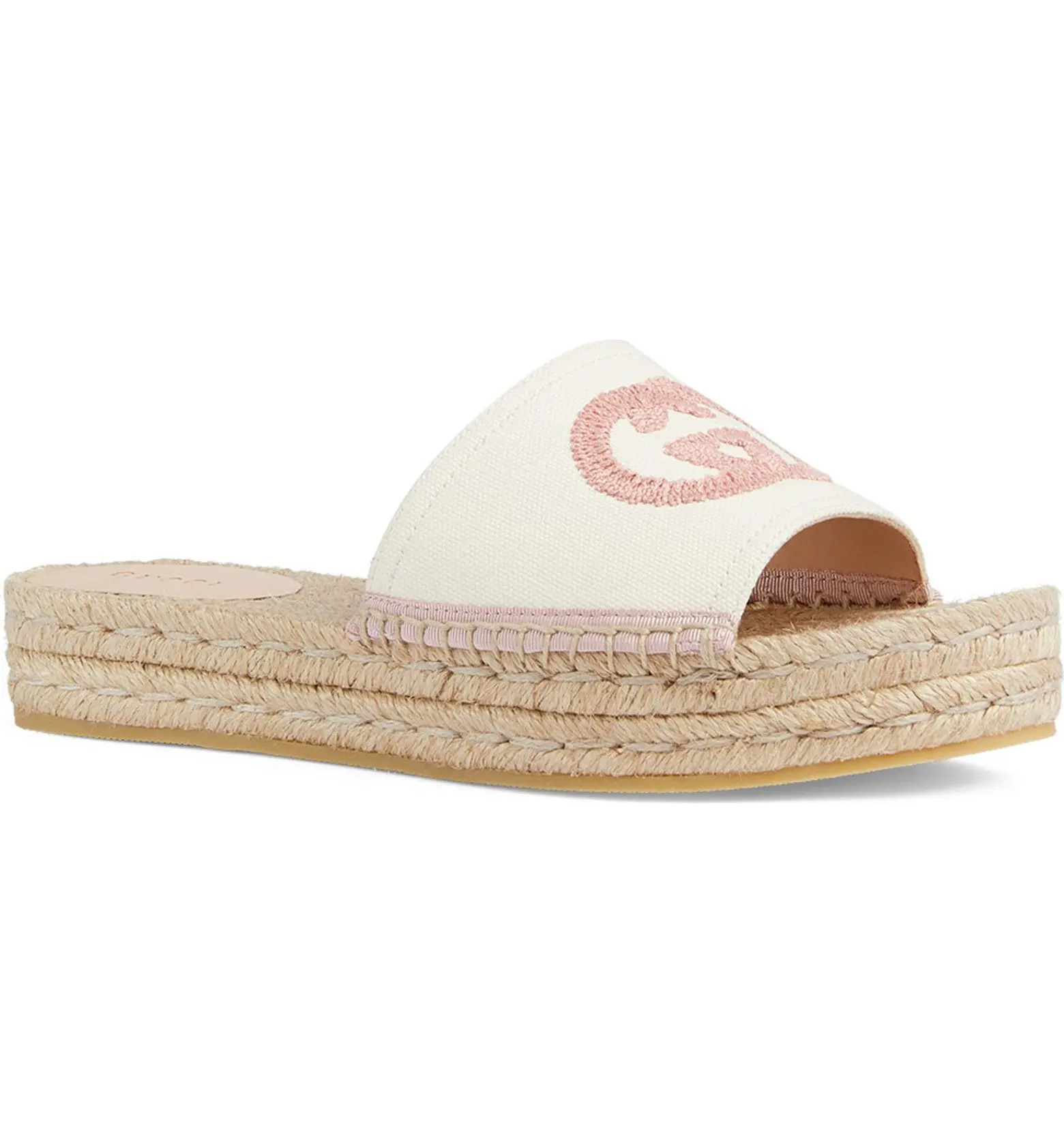 Gucci Pilar Interlocking G Embroidered Canvas Espadrille Slide Sandal | Nordstrom | Nordstrom
