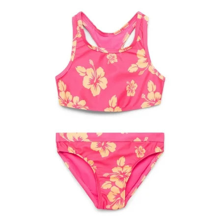 Wonder Nation Girls Racerback Bikini Swimsuit Set with UPF50+, 2-Piece | Walmart (US)