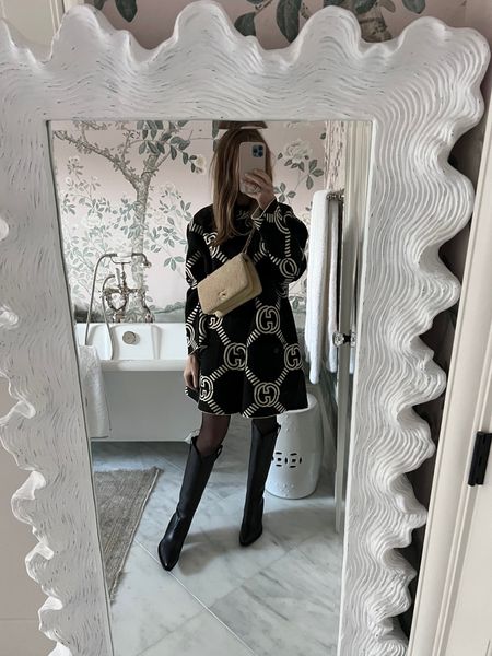 This reversible Gucci coat is everything. Wearing as a dress with tights and boots! Such an easy fall and winter outfit. 

#LTKstyletip #LTKSeasonal #LTKshoecrush
