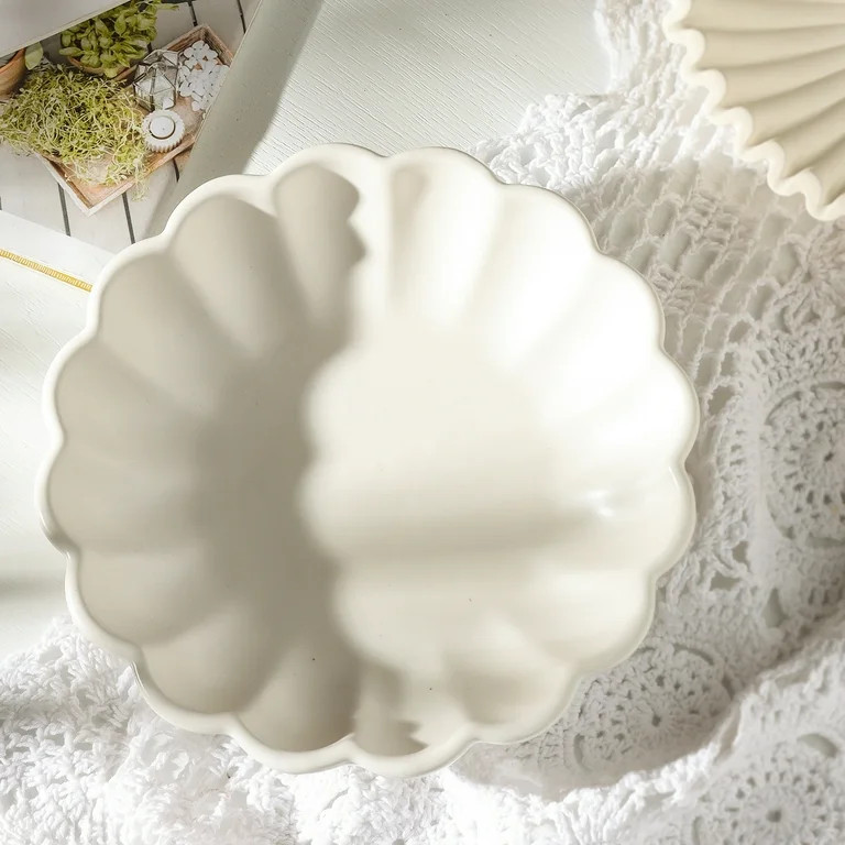 Mainstays Scalloped White Decorative Tabletop Bowl | Walmart (US)
