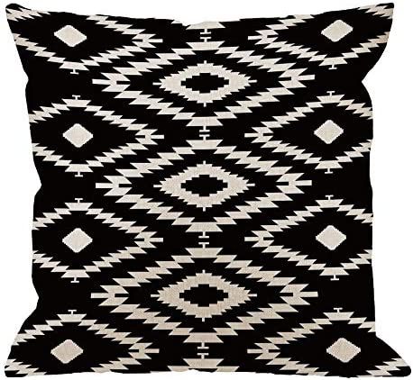 JOOCAR Black and White Aztec Geometry Pattern Cotton Linen Indoor Decor Throw Pillow Cover/Case w... | Amazon (US)