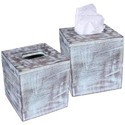 Farmhouse Wood Tissue Box Cover LuxeDesigns Finish: Distressed Sage | Wayfair North America
