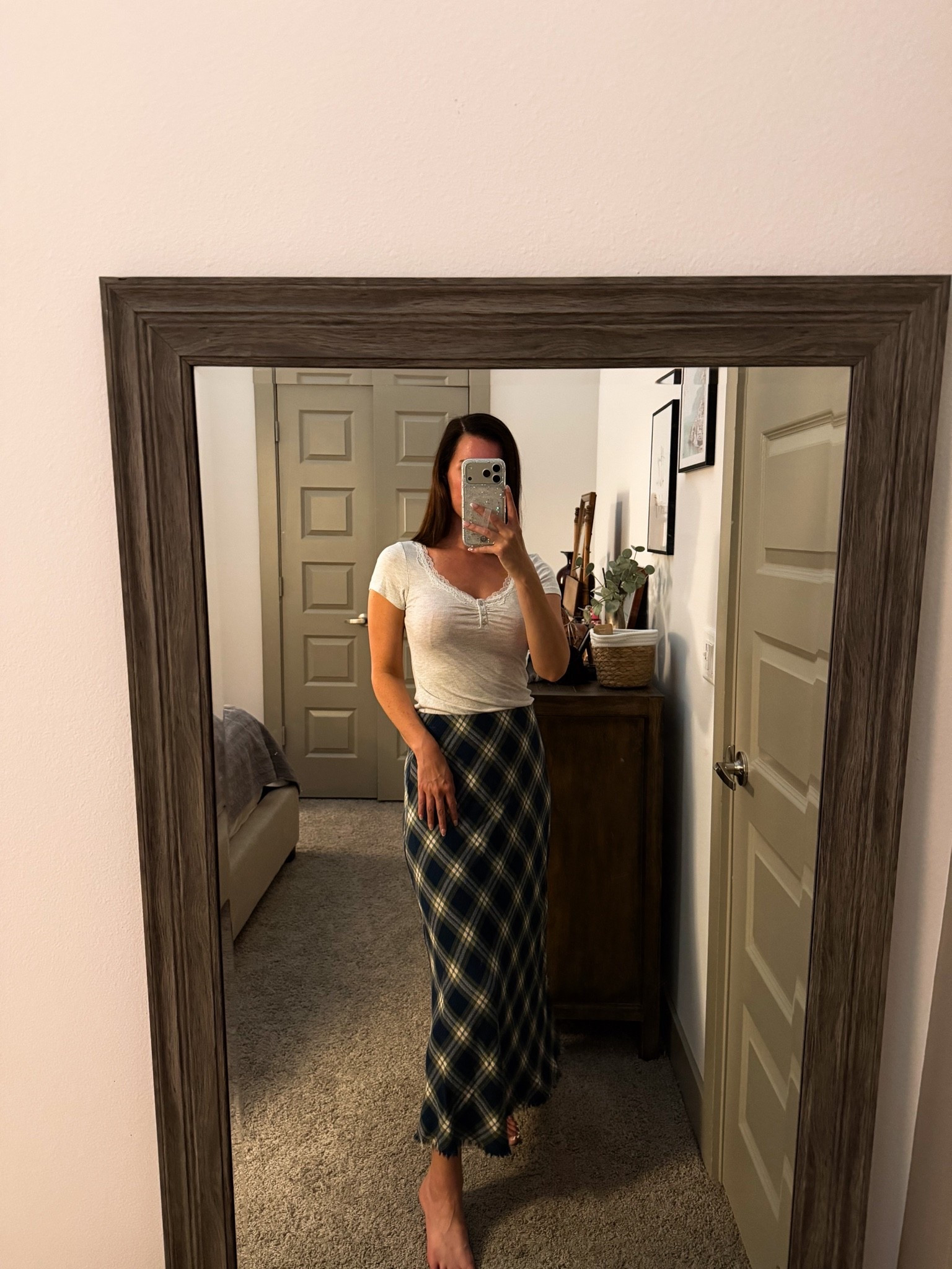 Plaid skirt // top // tshirt // target // under $100 // work wear // office // midi skirt // fall ootd // fall outfits

#LTKgrwm #LTKSaleAlert #LTKWorkwear