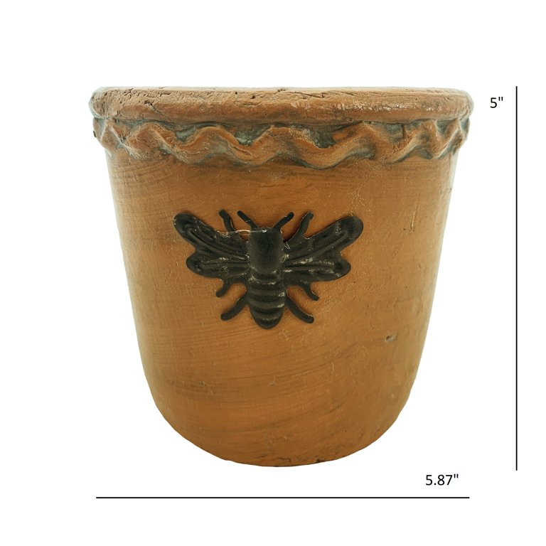 Way to Celebrate Spring Cement Brown 6" Large Terracotta Pot with Bee Icon | Walmart (US)