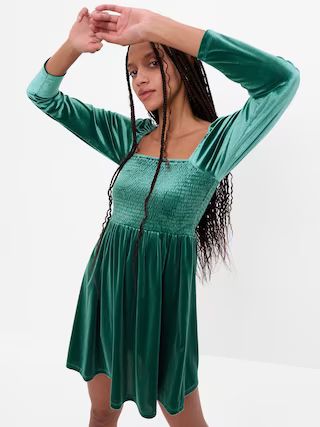 Smocked Velvet Mini Dress | Gap (US)