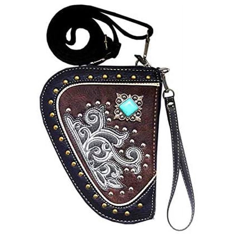 Texas West Western Rhinestone Laser Cut Feather Floral Concho Women Crossbody Bag Pouch Wallet in... | Walmart (US)