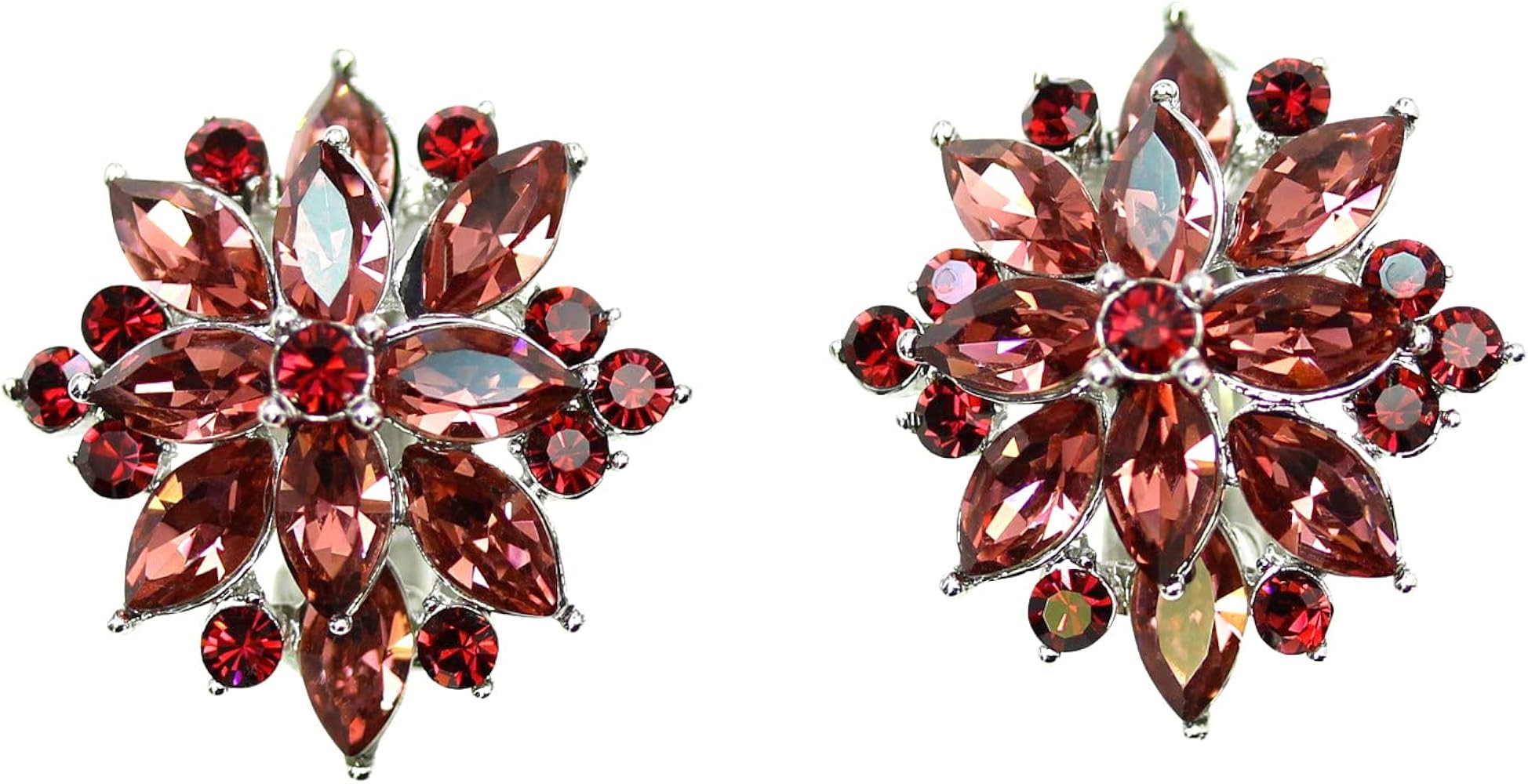 Faship Statement Crystal Rhinestone Floral Clip On Earrings | Amazon (US)