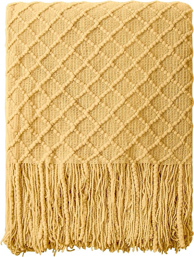 NTBAY Acrylic Knitted Throw Blanket, Lightweight and Soft Cozy Decorative Woven Blanket with Tass... | Amazon (US)