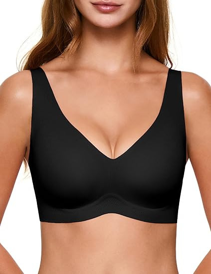 Deep V Bras for Women, Wireless Push Up Plunge Bra Seamless Supportive No Underwire T-Shirts Bral... | Amazon (US)