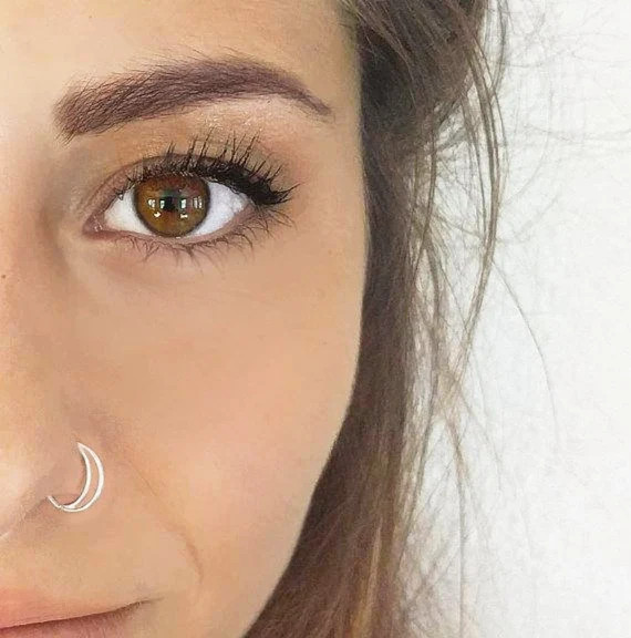 Sterling Silver Moon Nose Ring 20 22 Gauge Half Moon Nose | Etsy | Etsy (US)