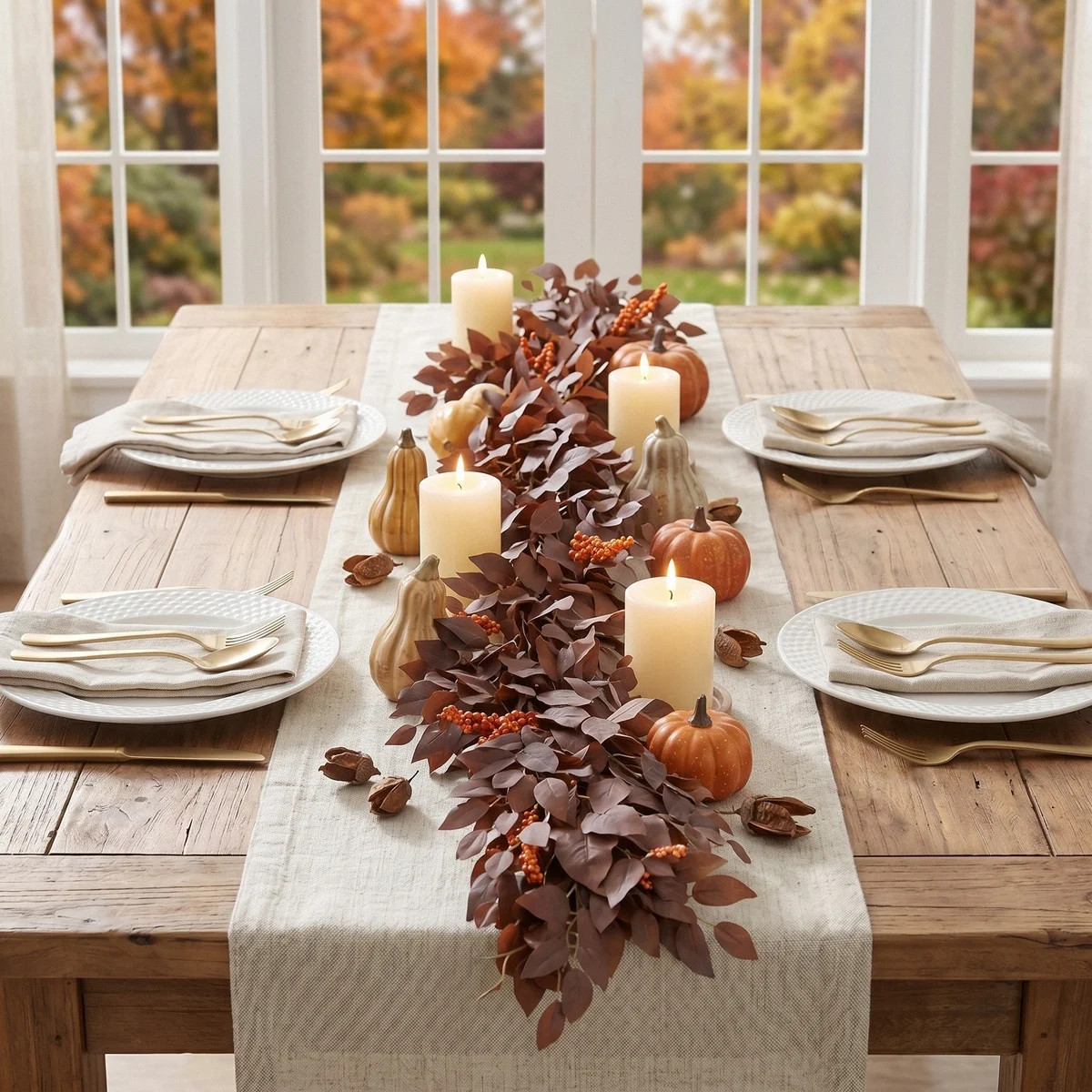 6.56Ft Fall Eucalyptus Garland, Artificial Greenery Vine For Thanksgiving, Harvest Season Autumn Home Decoration | Wayfair North America