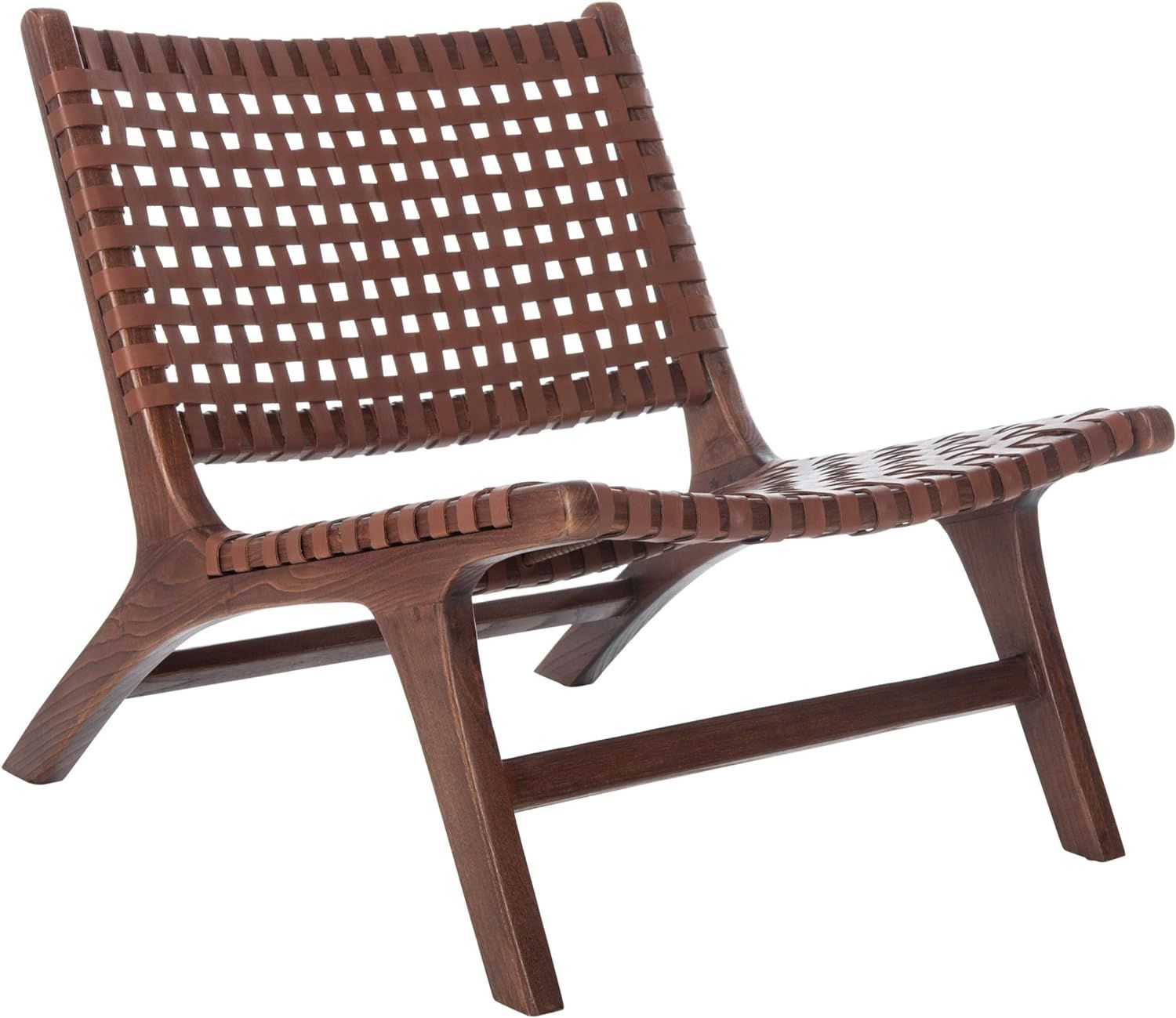 Amazon.com: Safavieh Home Luna Cognac and Brown Leather Woven Accent Chair : Everything Else | Amazon (US)