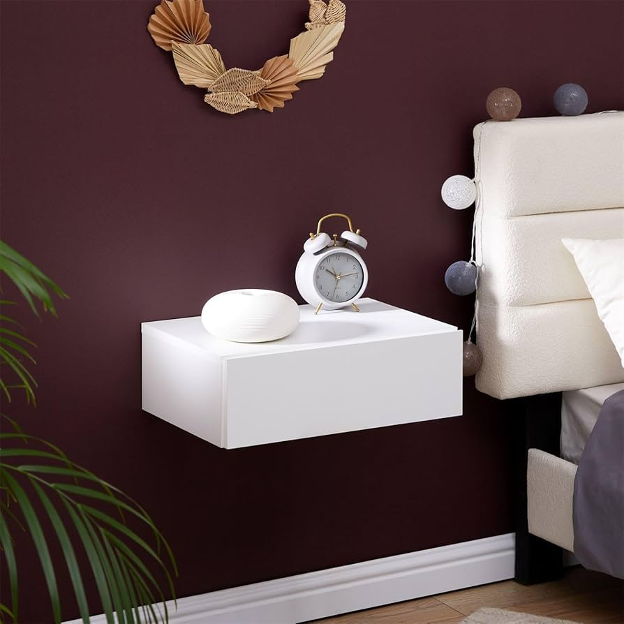CARO-Möbel Wandregal ANNE hängende Nachtkommode Wandboard Nachttisch mit 1 Schublade schwebend,... | Amazon (DE)