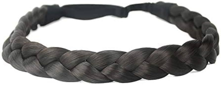 DIGUAN Synthetic Hair Braided Headband Classic Chunky Wide Plaited Braids Elastic Stretch Hairpie... | Amazon (US)