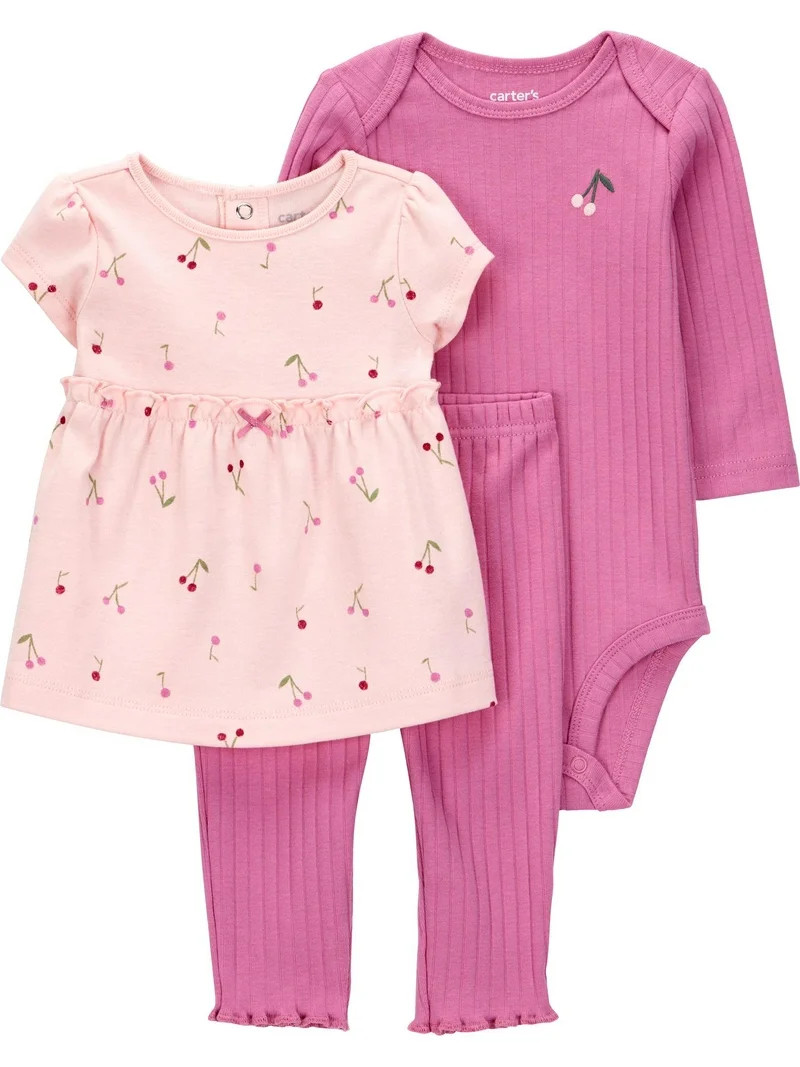 Carter's Child of Mine Baby and Toddler Girl Outfit Set, 3-Piece, Sizes 0/3-24 Months | Walmart (US)