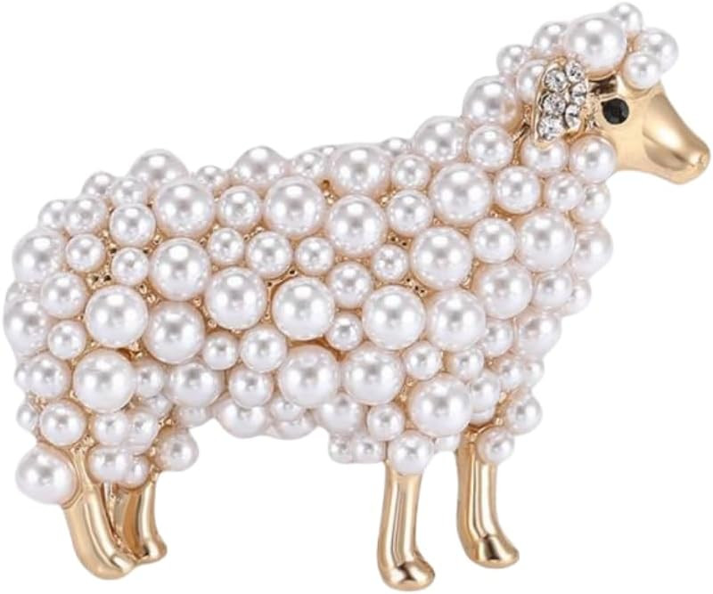 Pearl Sheep Brooch Pins for women Cute White Golden Animal Jewelry Easter Lamb Pin | Amazon (US)