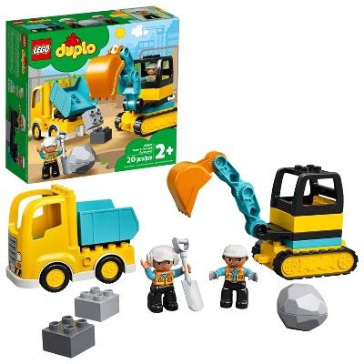 LEGO DUPLO Construction Truck &#38; Tracked Excavator Digger and Tipper Building Site Toy 10931 | Target