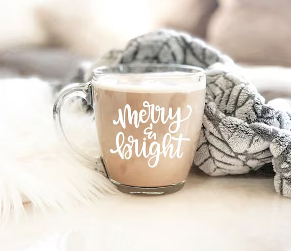 Merry & Bright Mug Holiday Coffee Mug Christmas Mug Holiday Gift Ideas for Friends Christmas Gift... | Etsy (US)