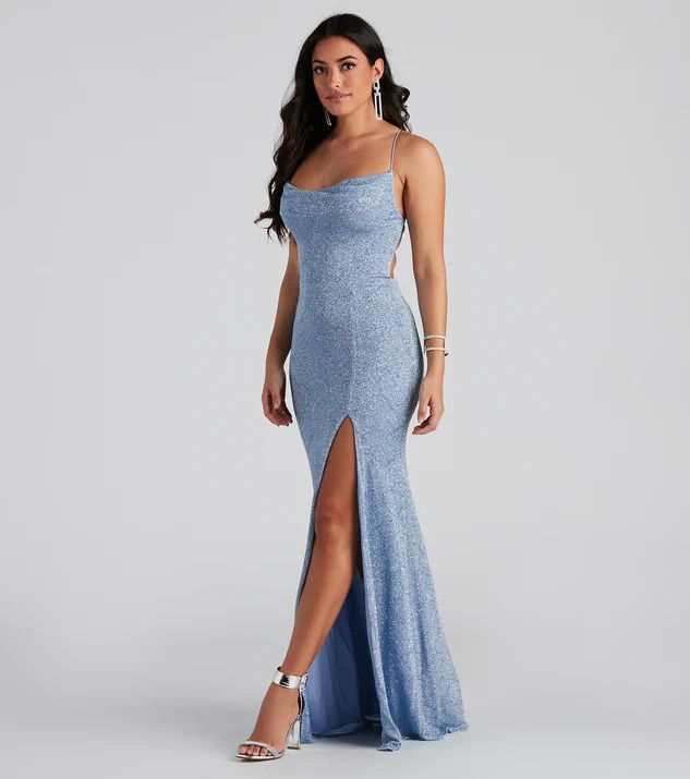 Doria Formal High Slit Glitter Dress | Windsor Stores