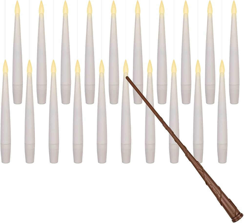 Leejec 20pcs Flameless Taper Floating Candles with Magic Wand Remote, Flickering Warm Light, Batt... | Amazon (US)
