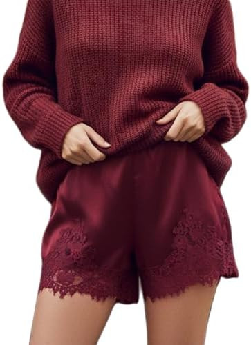 Amiblvowa Women Satin Silk Lace Shorts Low Rise Micro Mini Shorts Coquette Lounge Half Slip Pj Bo... | Amazon (US)