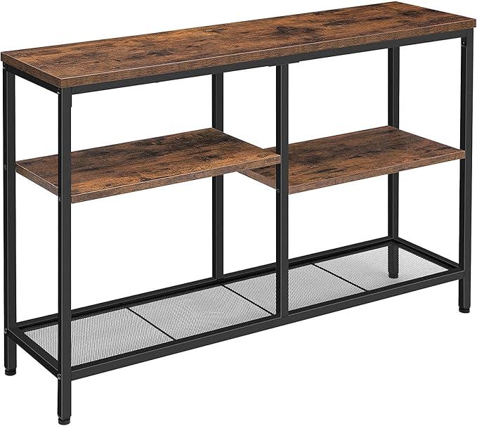 HOOBRO 43.3” Console Table, 4-Tier Narrow Entryway Table, Industrial Sofa Table with Shelves, B... | Amazon (US)
