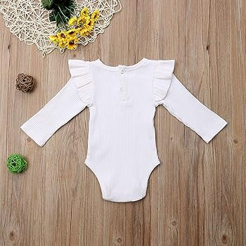 Amazon.com: Unisex Baby Boy Girl Long Sleeve Ruffle Romper Bodysuit Jumpsuit Tops Sweatshirt Wint... | Amazon (US)