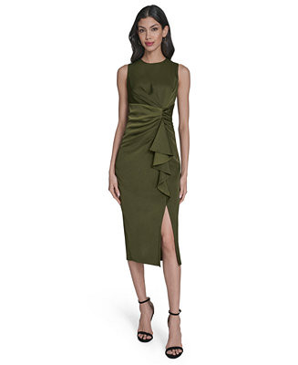 Vince Camuto Women's Satin Tuck-Waist Midi Dress - Macy's | Macy's
