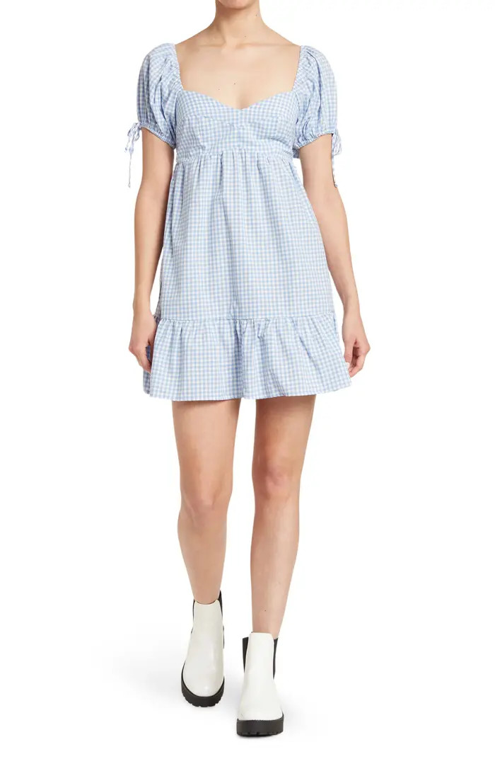 Check Print Puff Sleeve Dress | Nordstrom Rack