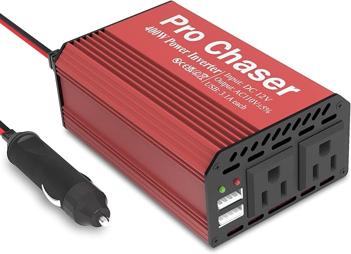 Pro Chaser 400W Power Inverters for Vehicles - DC 12v to AC 110v Car Inverter Converter, 6.2A Dua... | Amazon (US)