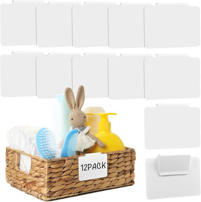12pcs White Basket Labels Removable PVC Labels | Amazon (US)