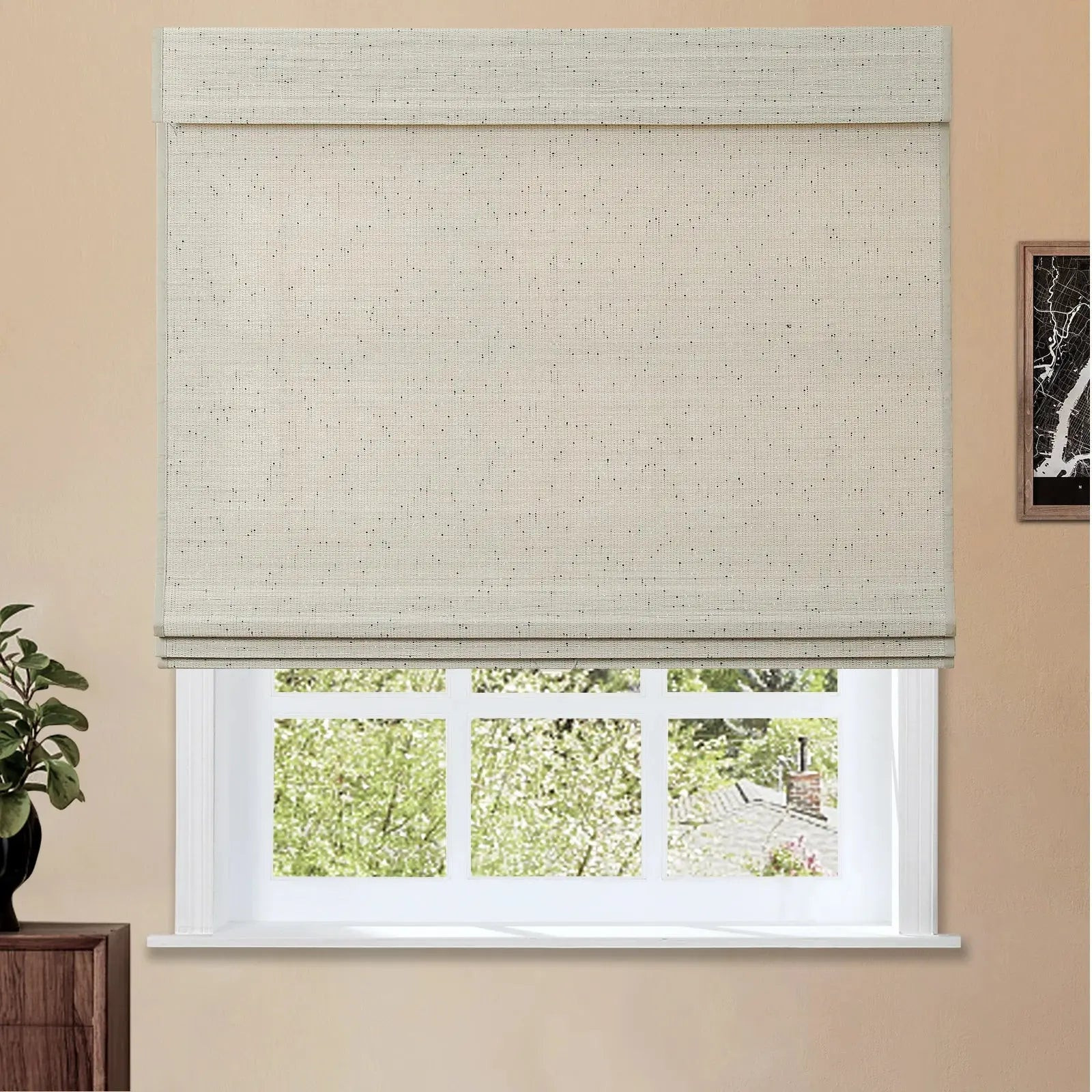Sybil Bamboo Roman Shade- Winter White | TWOPAGES