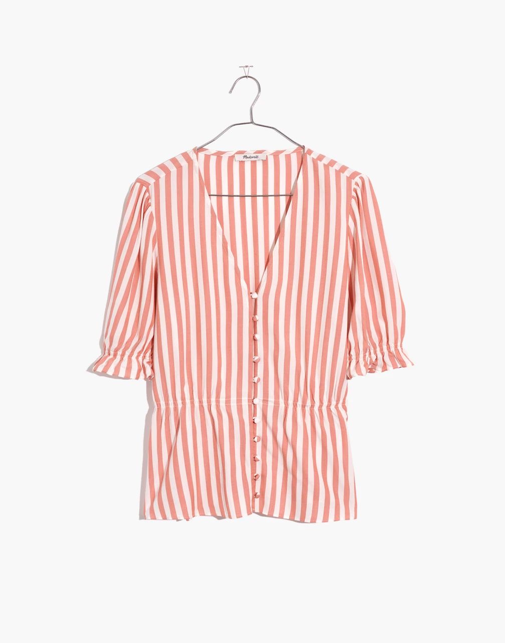 V-Neck Peplum Popover Top in Stripe | Madewell