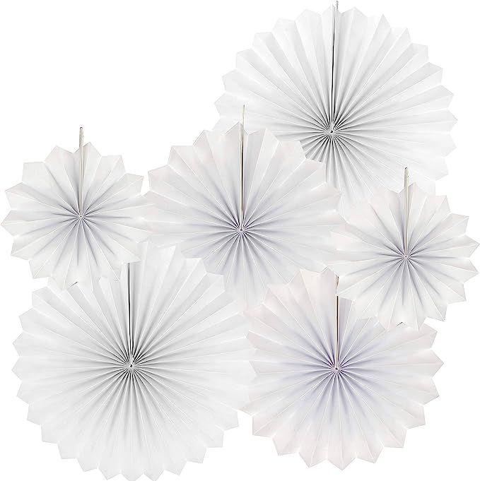 White Party Hanging Paper Fans Bridal Shower Wedding Engagement Ceiling Hangings Baby Shower Birt... | Amazon (US)