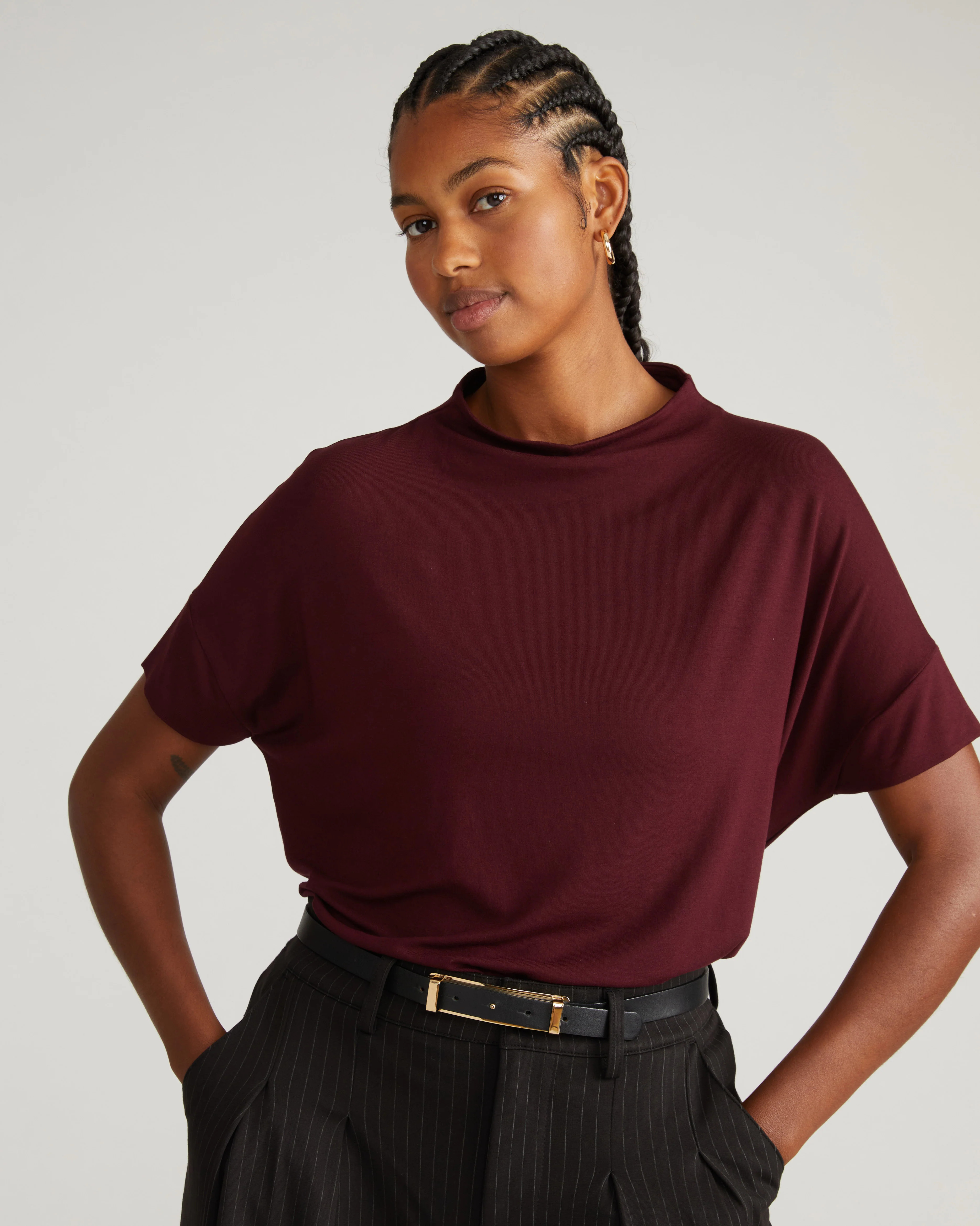 Petra Liquid Jersey Top - Black Cherry | Universal Standard