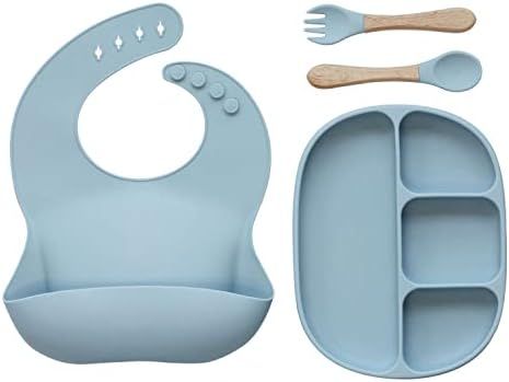 Ginbear Baby Eating Supplies, Silicone Plates for Baby with Suction, Silicone Baby Bibs, Baby Led... | Amazon (CA)