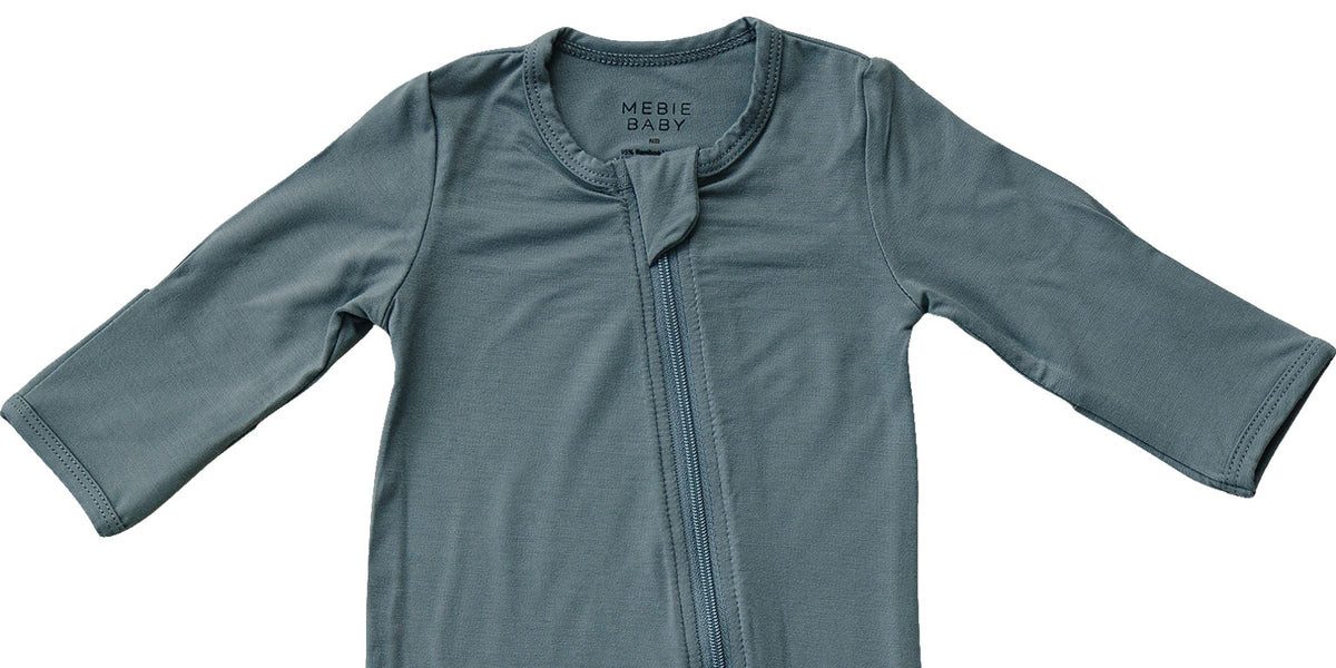 Mebie Baby Dusty Blue Bamboo Zipper Gender Neutral | Mebie Baby