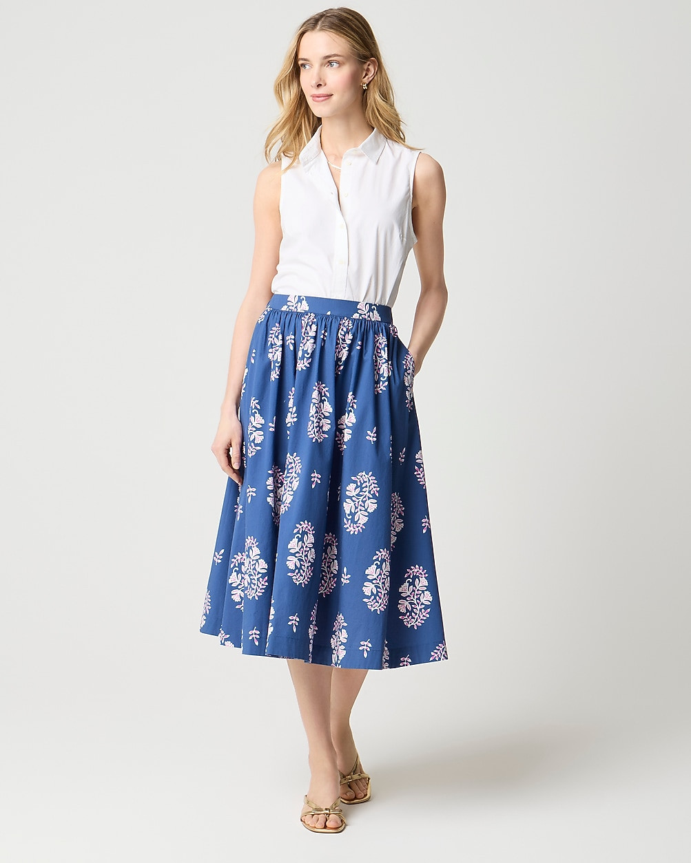 Petite poplin pull-on midi skirt | J.Crew Factory