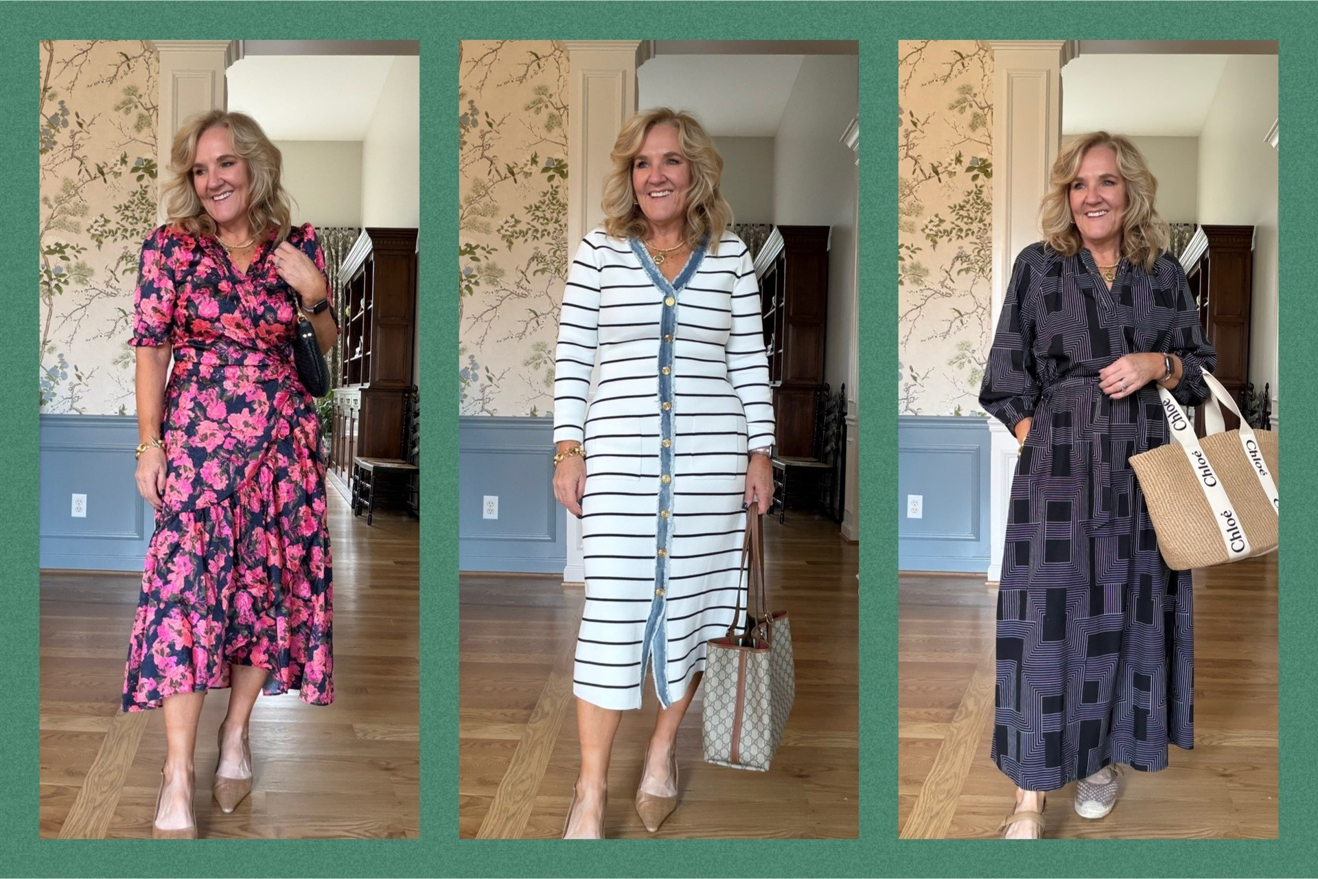 3 Nordstrom dresses for wedding guest vacations and dinner dates 
Love that black geometric for vacation 
My espadrilles are restocked 
25% off Allie & Bess code NANETTE25 

Vacation outfit, spring outfits, wedding guest dress vacation dress denim jacket, straight leg jeans, transition outfits

#LTKWedding #LTKPetite #LTKOver40