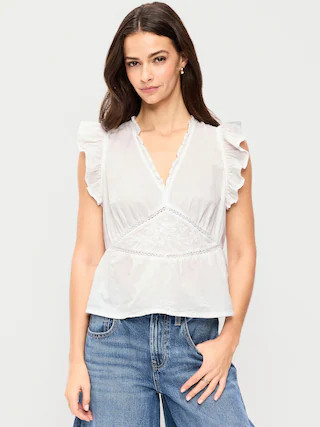 Flutter-Sleeve Embroidered Top | Old Navy (US)